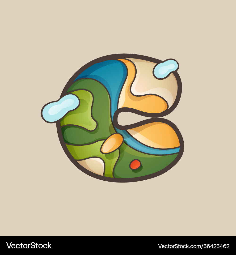 Letter c logo with topographic map line pattern Vector Image