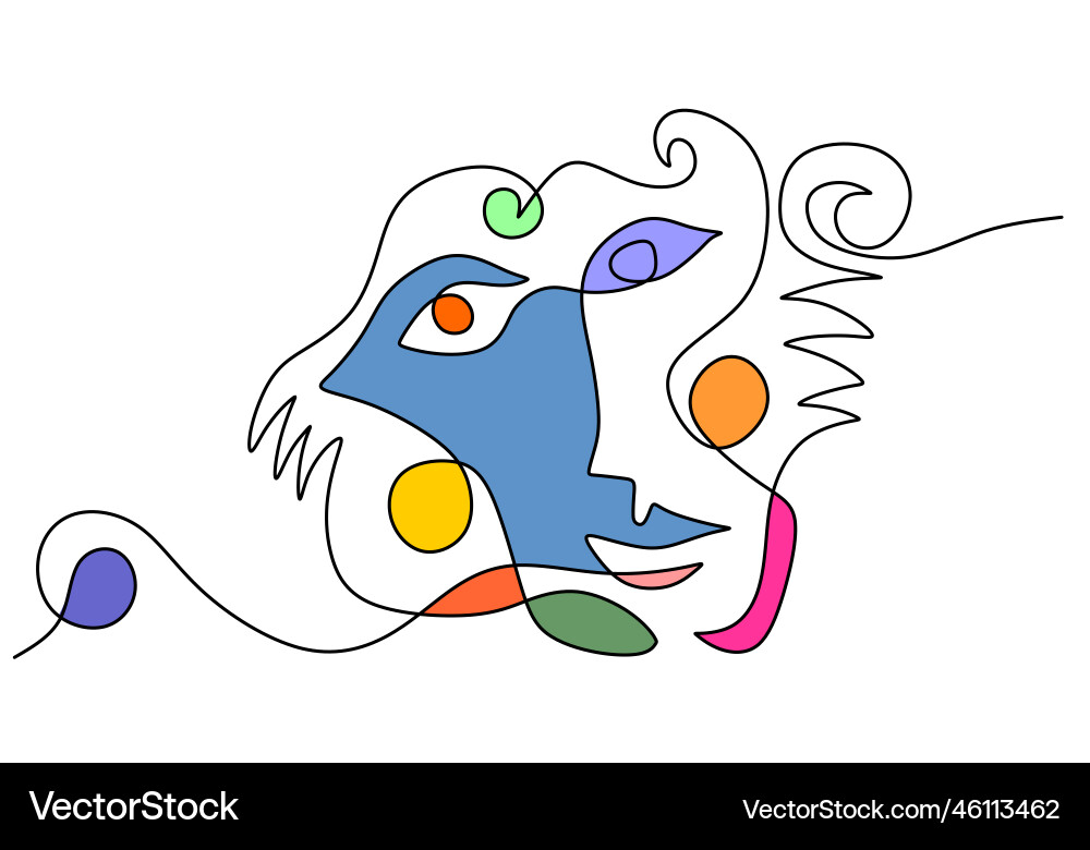 One continuous single line of abstract face One continuous single line of abstract face vector image
