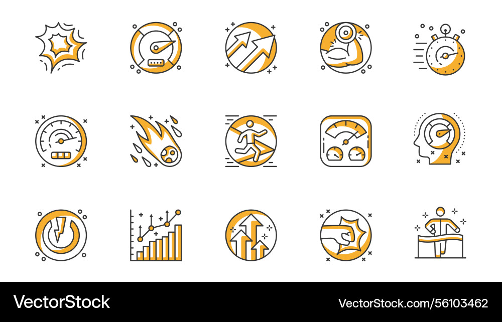 Performance icons set in outline stroke design Performance icons set in outline stroke design vector image