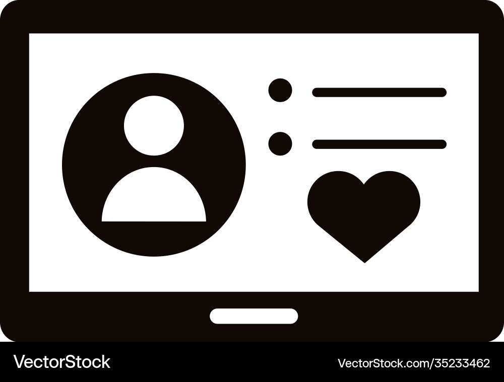 Profile avatar with heart in tablet block style Vector Image