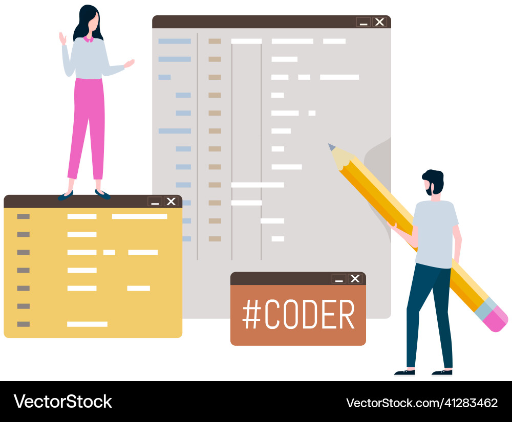 Programmer engineering and coding set Programmer engineering and coding set vector image