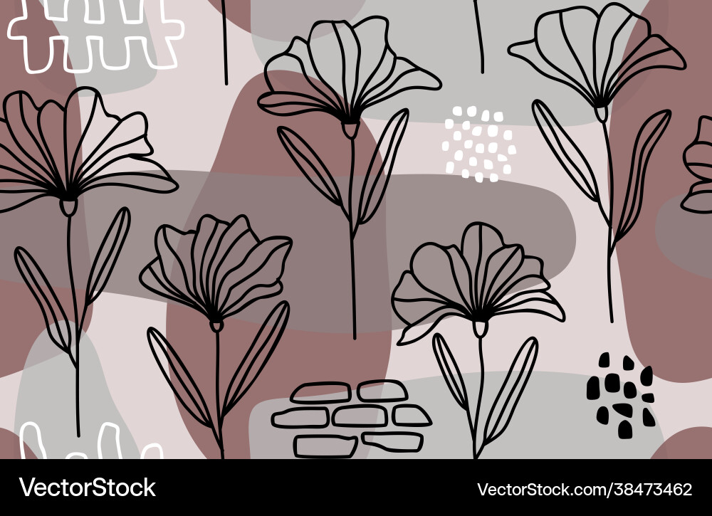 Seamless pattern with abstract leave and flower Vector Image
