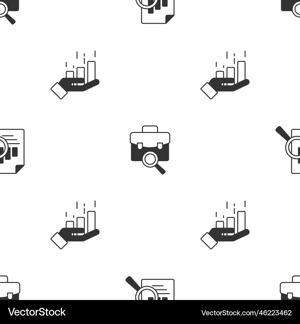 Set document with graph chart work search vector image