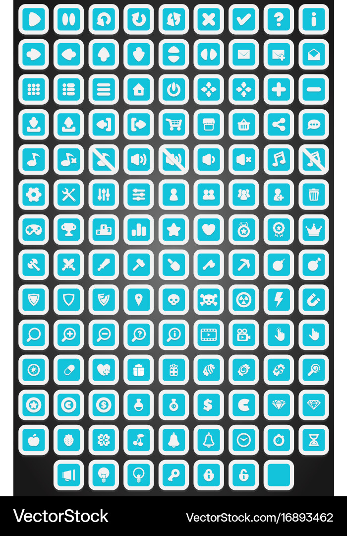 Set of flat rounded game buttons in cartoon style Vector Image