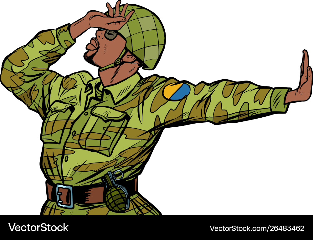 Soldier in uniform shame denial gesture no anti Soldier in uniform shame denial gesture no anti vector image