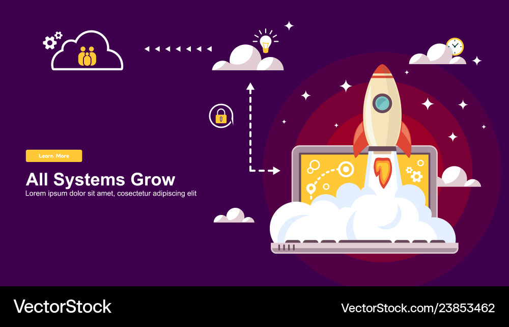 Start up simple rocket web design responsive vector image