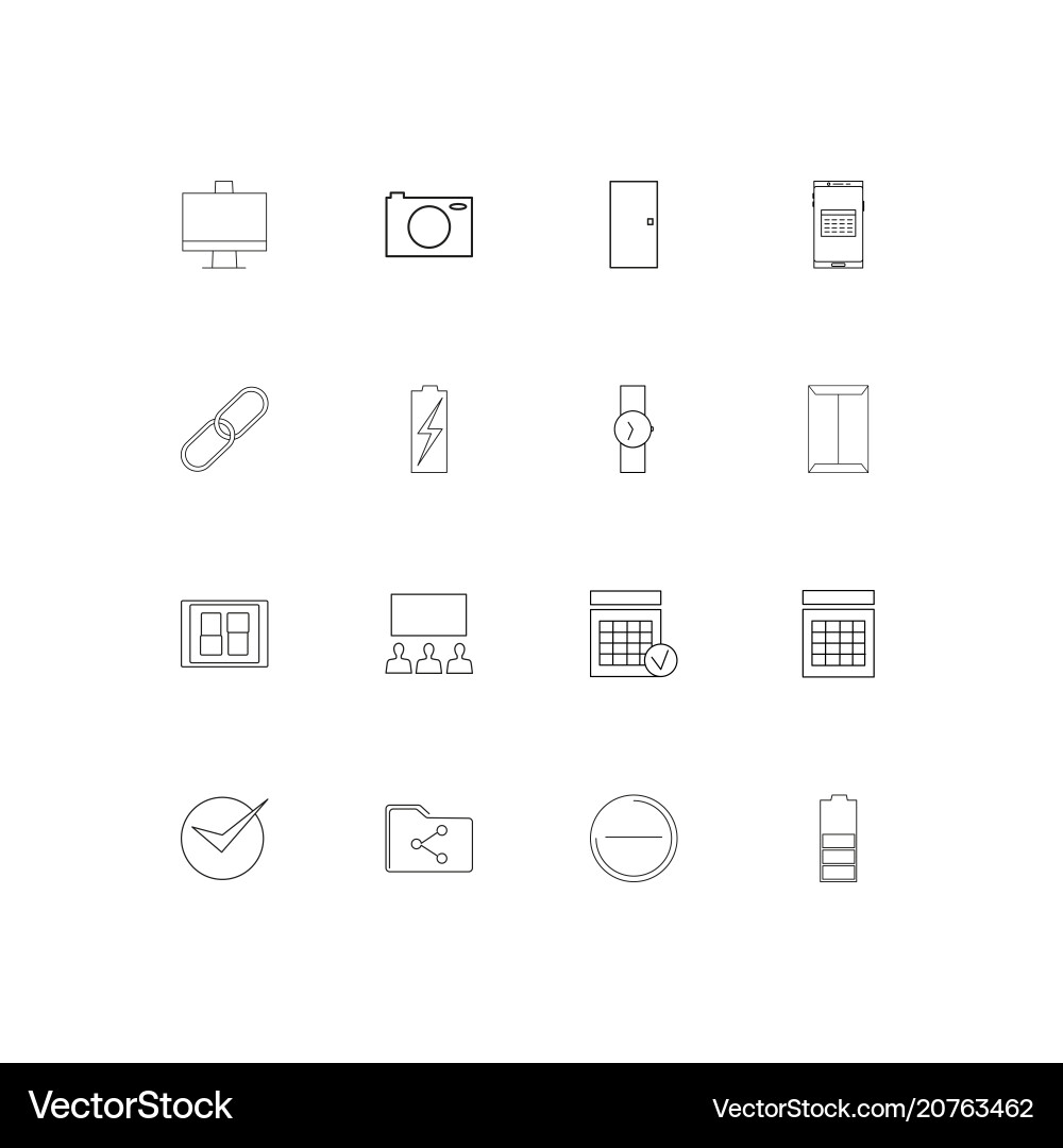 User interface linear thin icons set outlined vector image