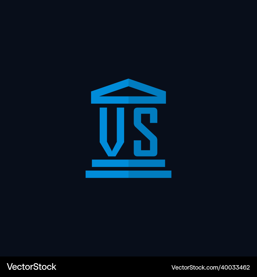 Vs initial logo monogram with simple courthouse Vector Image