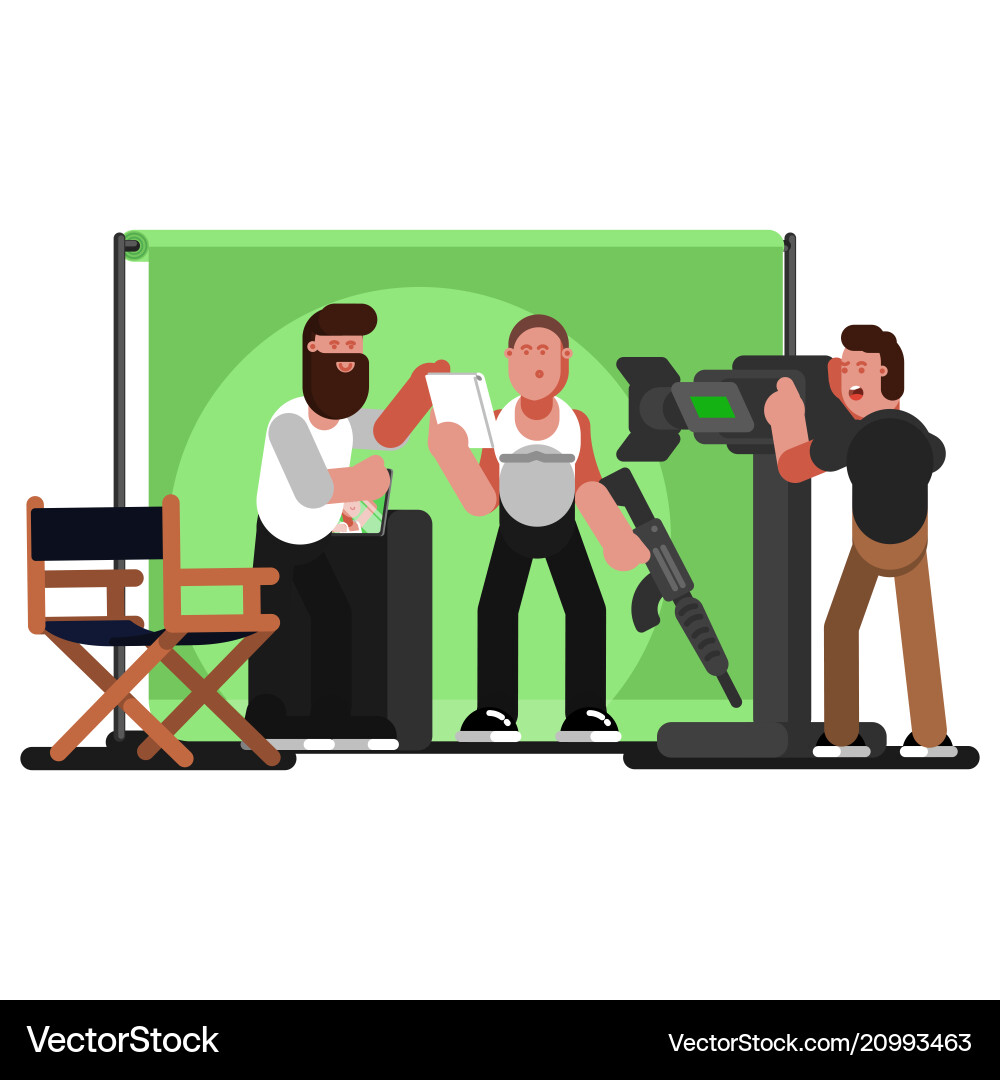 Actor reads a script and producer Actor reads a script and producer vector image