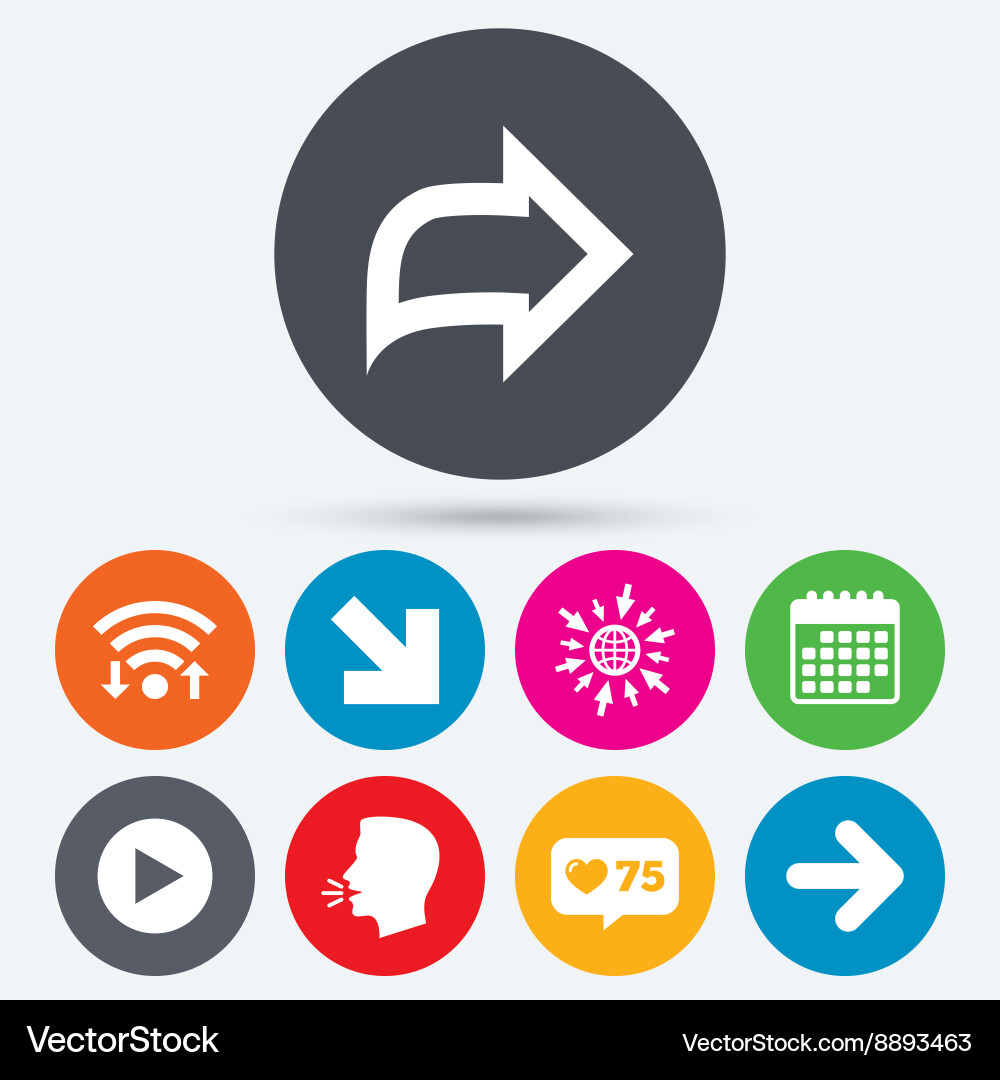Arrow icons next navigation signs symbols Vector Image