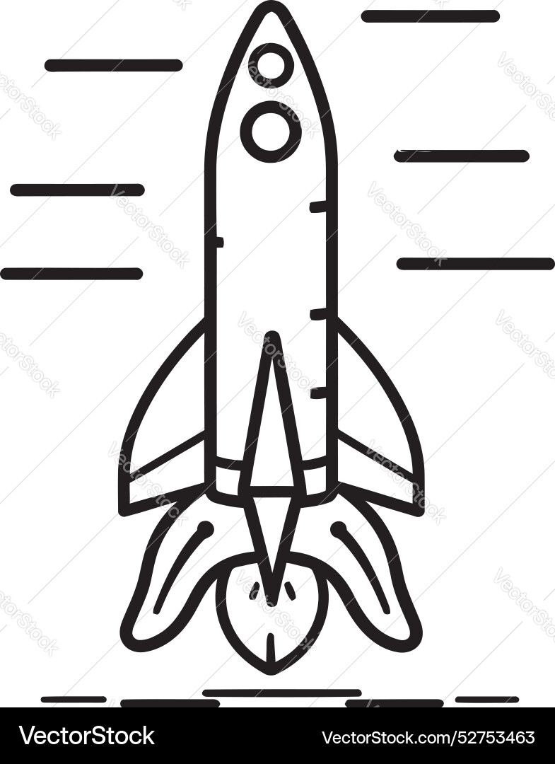 Astral ascend rocket lineart icon stellar sprint Astral ascend rocket lineart icon stellar sprint Vector Image