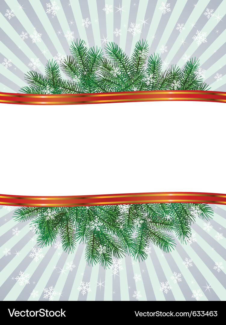 Christmas with fir branch pattern frame vector image