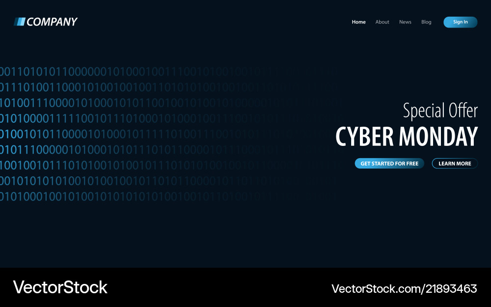 Cyber monday sale banner with binary code Cyber monday sale banner with binary code vector image