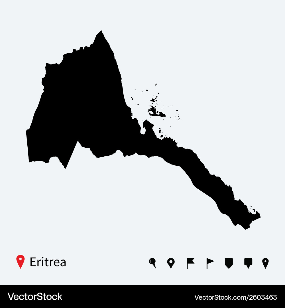 Detaillierte Eritrea Karte mit Navigation Pins vektorbild