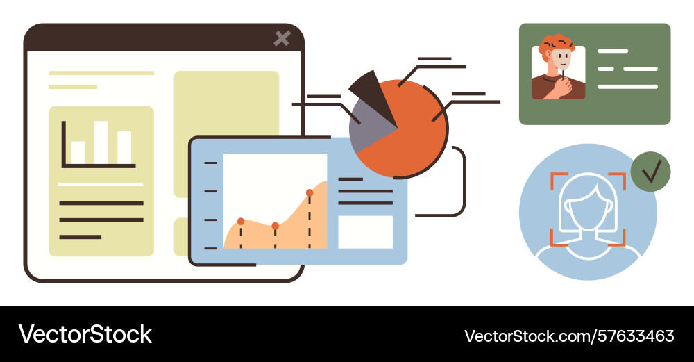 Digital data analysis and identity verification vector image