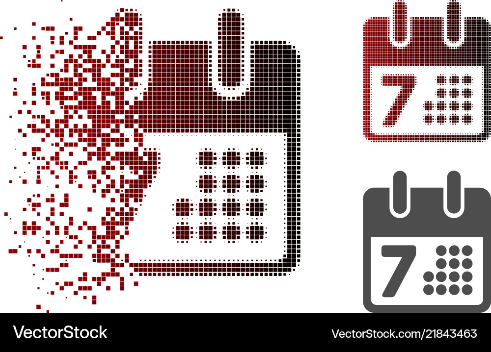 Dissolving pixelated halftone calendar day page Dissolving pixelated halftone calendar day page Vector Image