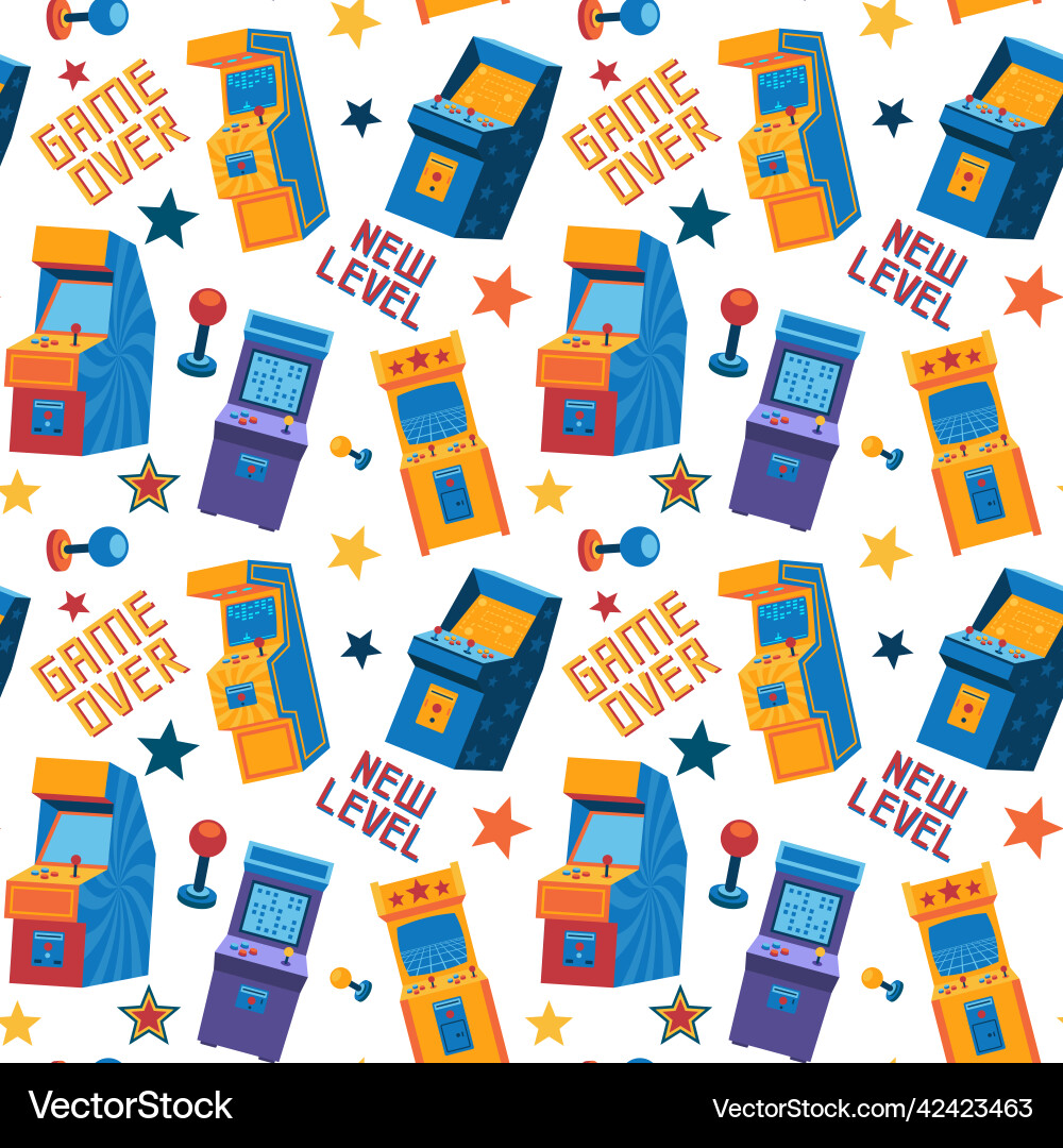 Game arcade pattern seamless retro video Game arcade pattern seamless retro video vector image