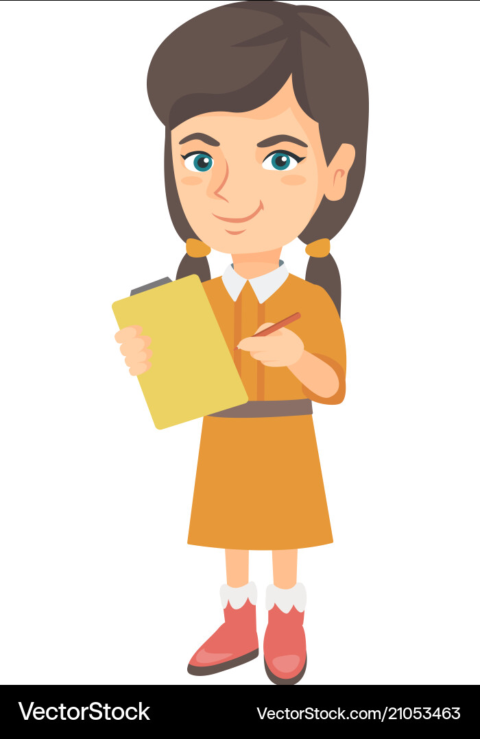 Girl writing on the paper attached to a clipboard Girl writing on the paper attached to a clipboard vector image