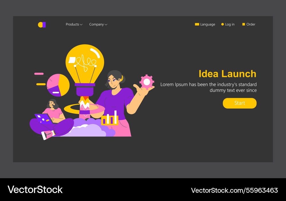 Idea realization flat Idea realization flat vector image