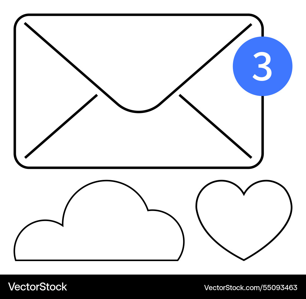 New message notification on envelope icon New message notification on envelope icon Vector Image