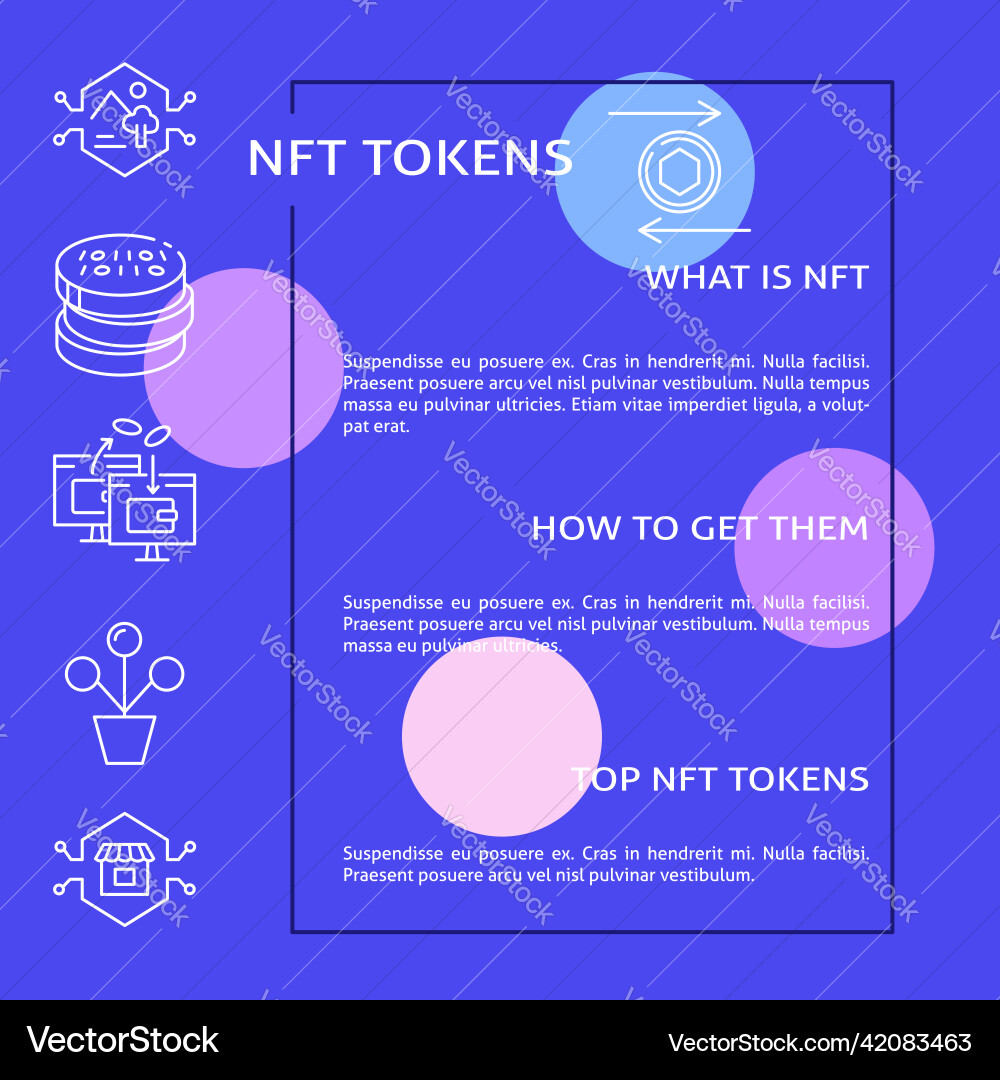 Nft tokens banner template with place for text Nft tokens banner template with place for text vector image