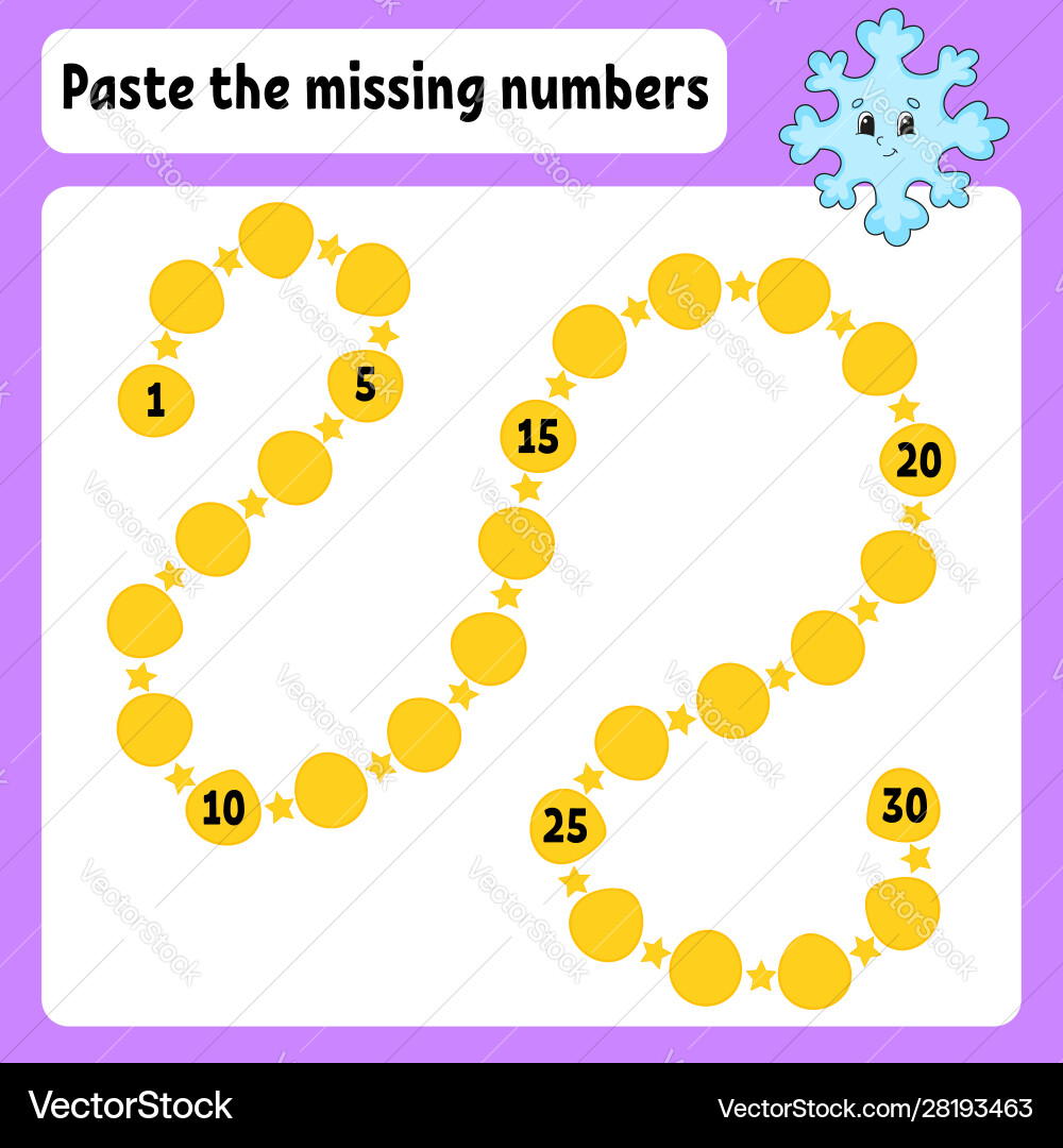 Paste missing numbers handwriting practice Paste missing numbers handwriting practice vector image
