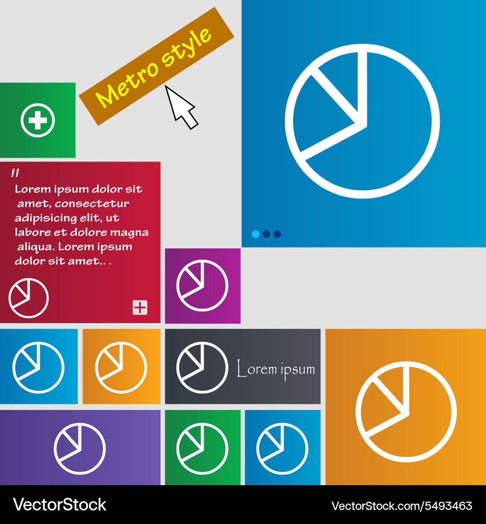 Pie chart graph icon sign buttons modern interface vector image