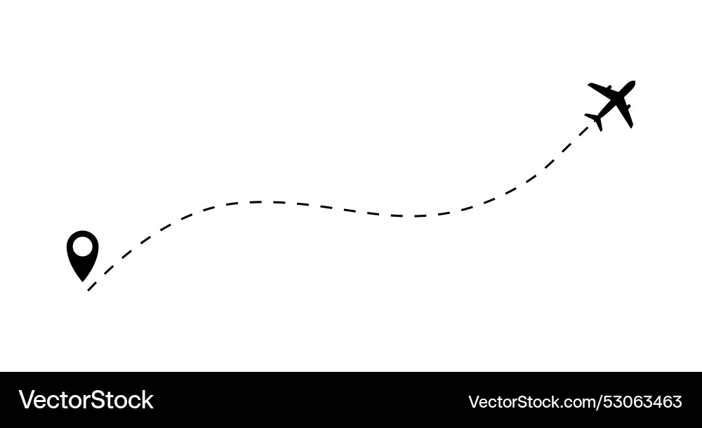 Plane icon follow from start pin point Plane icon follow from start pin point vector image