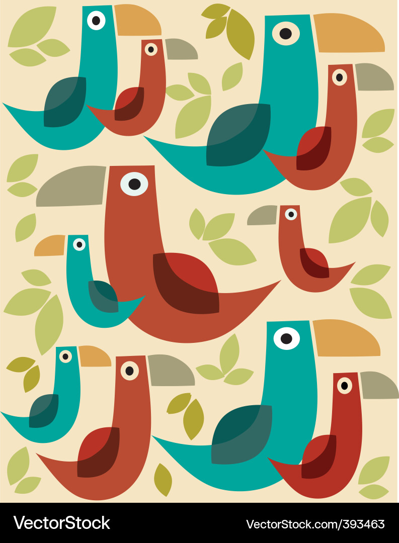 Retro Pelican Pattern Vector Image