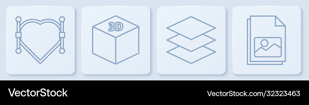 Set line heart with bezier curve layers Set line heart with bezier curve layers vector image