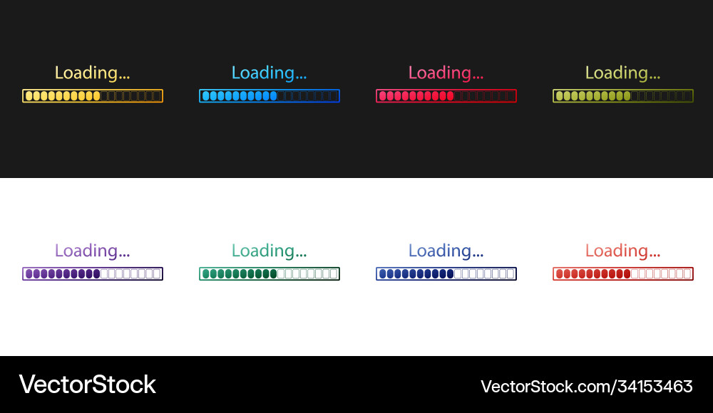 Set loading icon isolated on black and white Vector Image