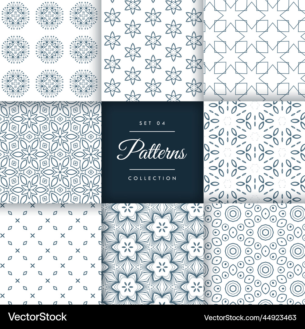 Set of floral style patterns in different vector image