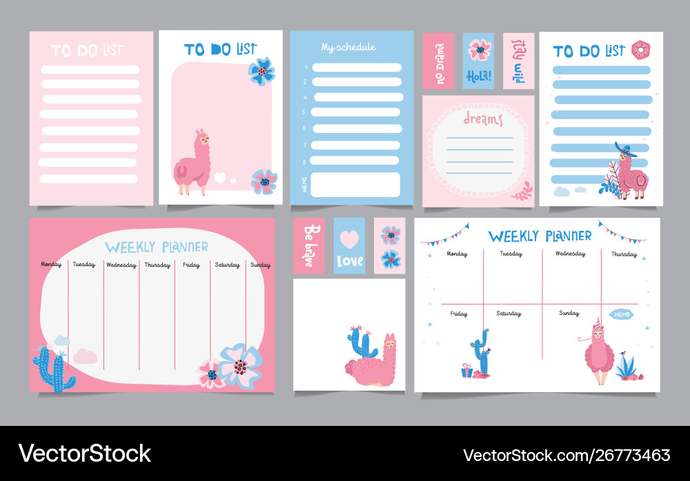 Set planners and to do lists with simple Set planners and to do lists with simple vector image