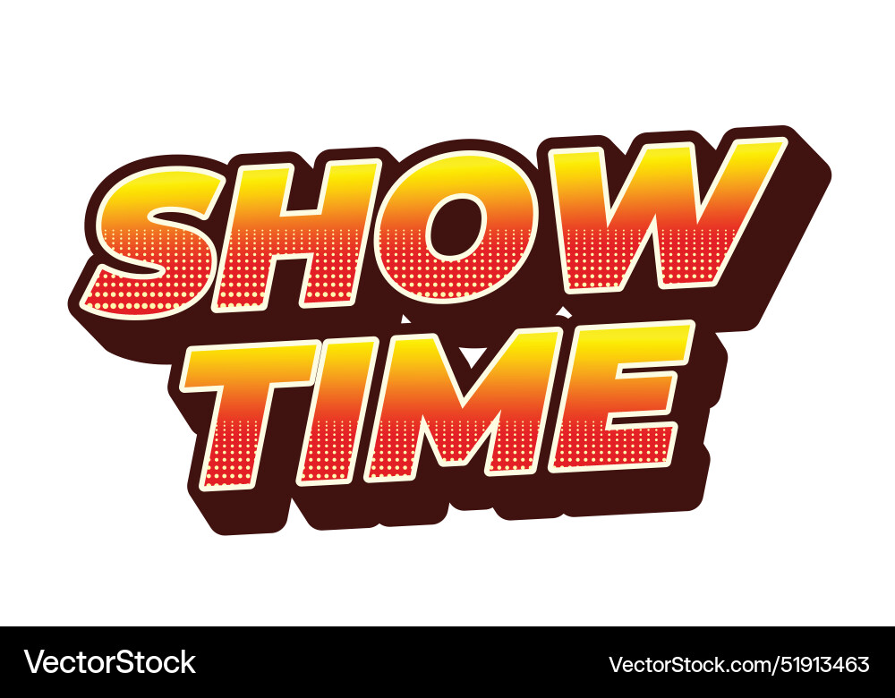 Show time text effect in 3d style with good colors Show time text effect in 3d style with good colors Vector Image