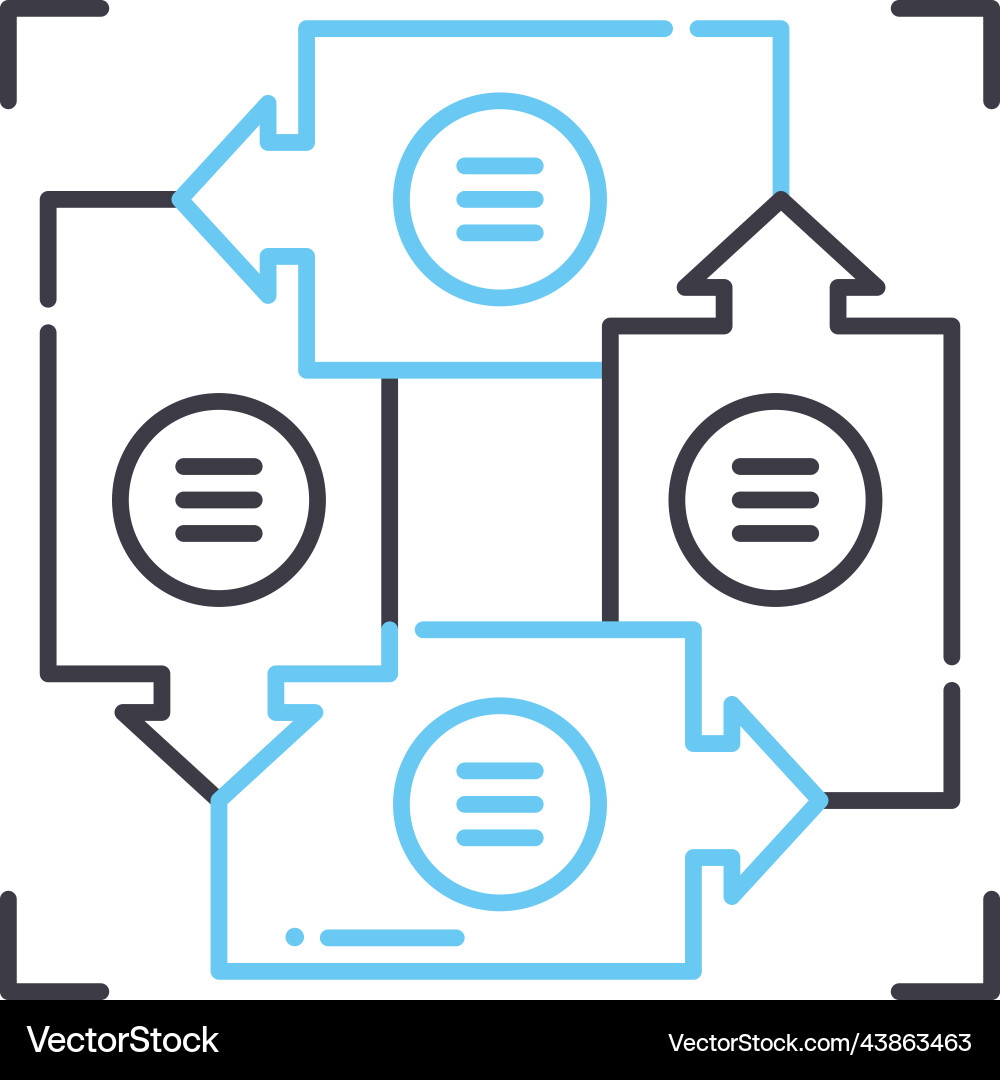 Stages processing line icon outline symbol Stages processing line icon outline symbol Vector Image