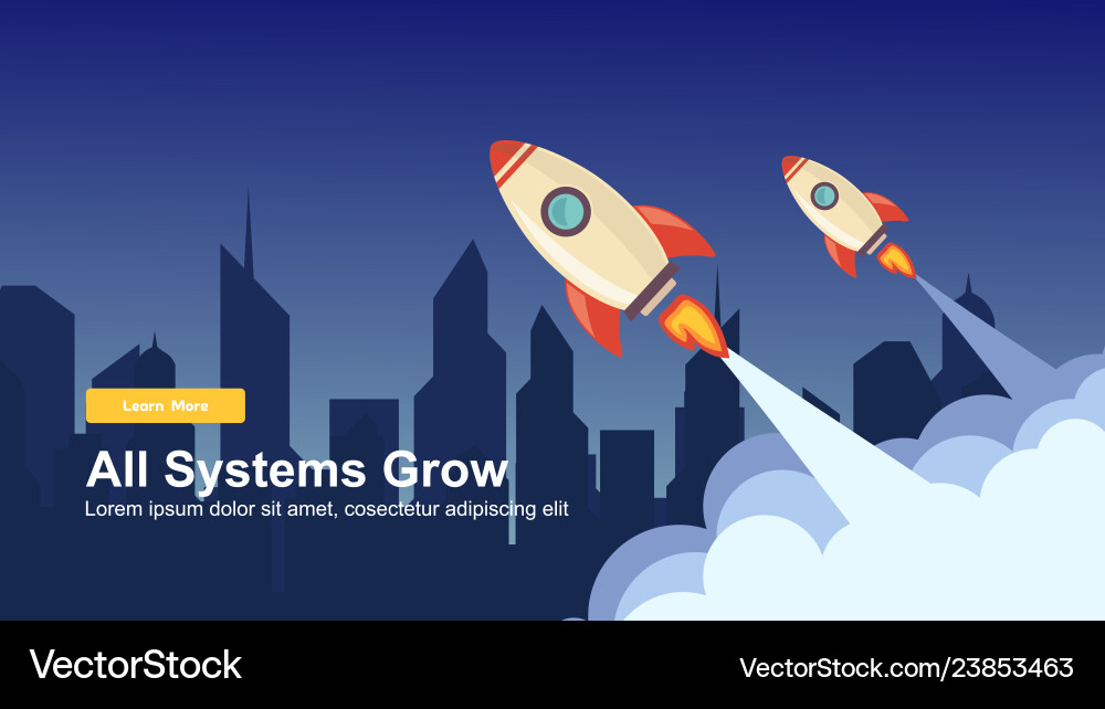 Start up simple rocket web design responsive Vector Image
