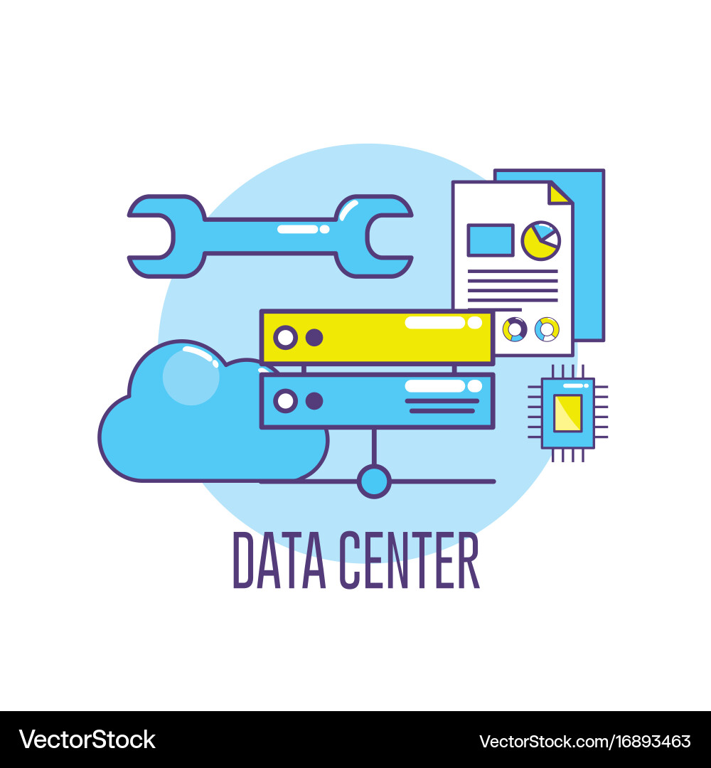Technology banner data center connecting vector image