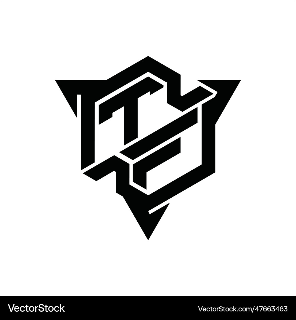 Tf logo monogram hexagon shape with triangle Tf logo monogram hexagon shape with triangle Vector Image
