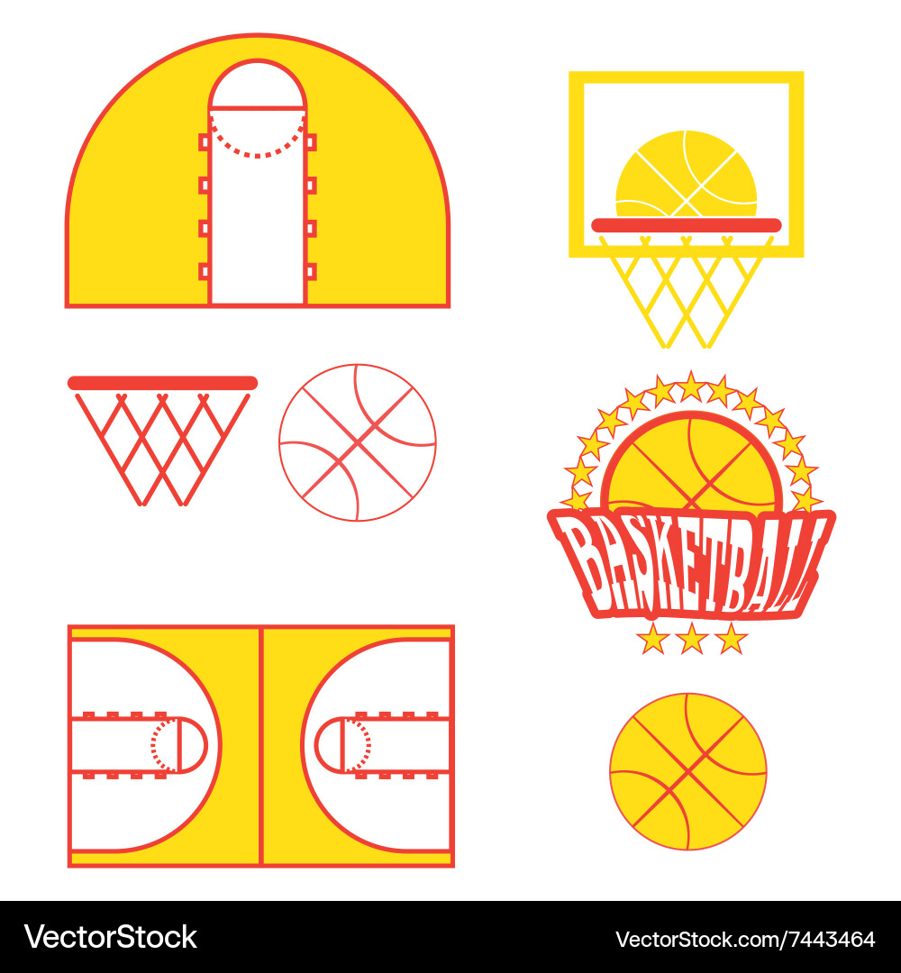Basketball game objects icons Vector Image