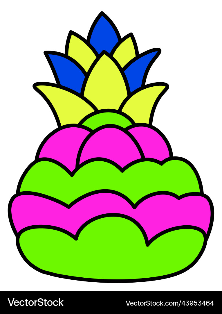 Bunte Ananas tropische Frucht Aufkleber Patch Bunte Ananas tropische Frucht Aufkleber Patch vektorbild
