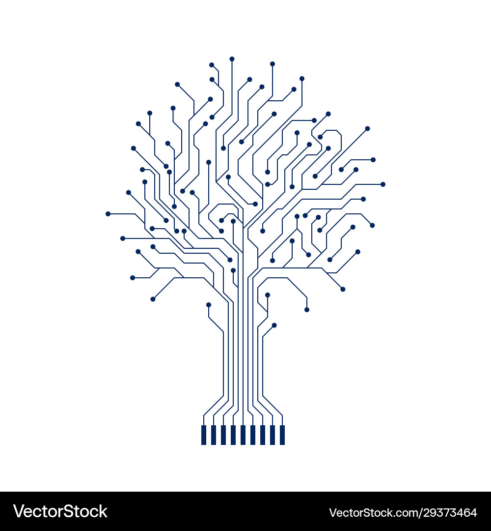 Circuit Tree Technology Silhouette vector image