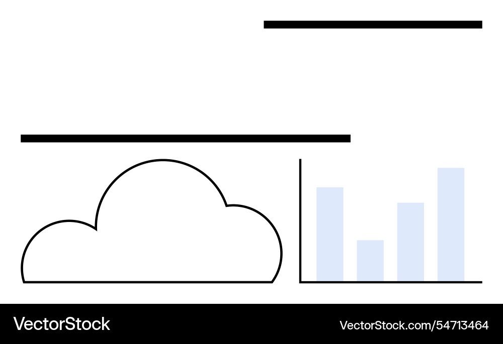 Cloud computing concept with bar graph and minimal Cloud computing concept with bar graph and minimal vector image