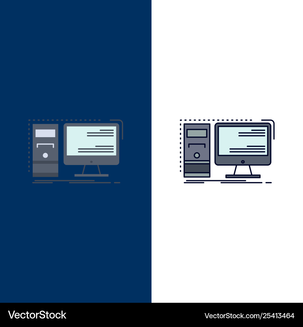 Computer desktop hardware workstation system flat vector image