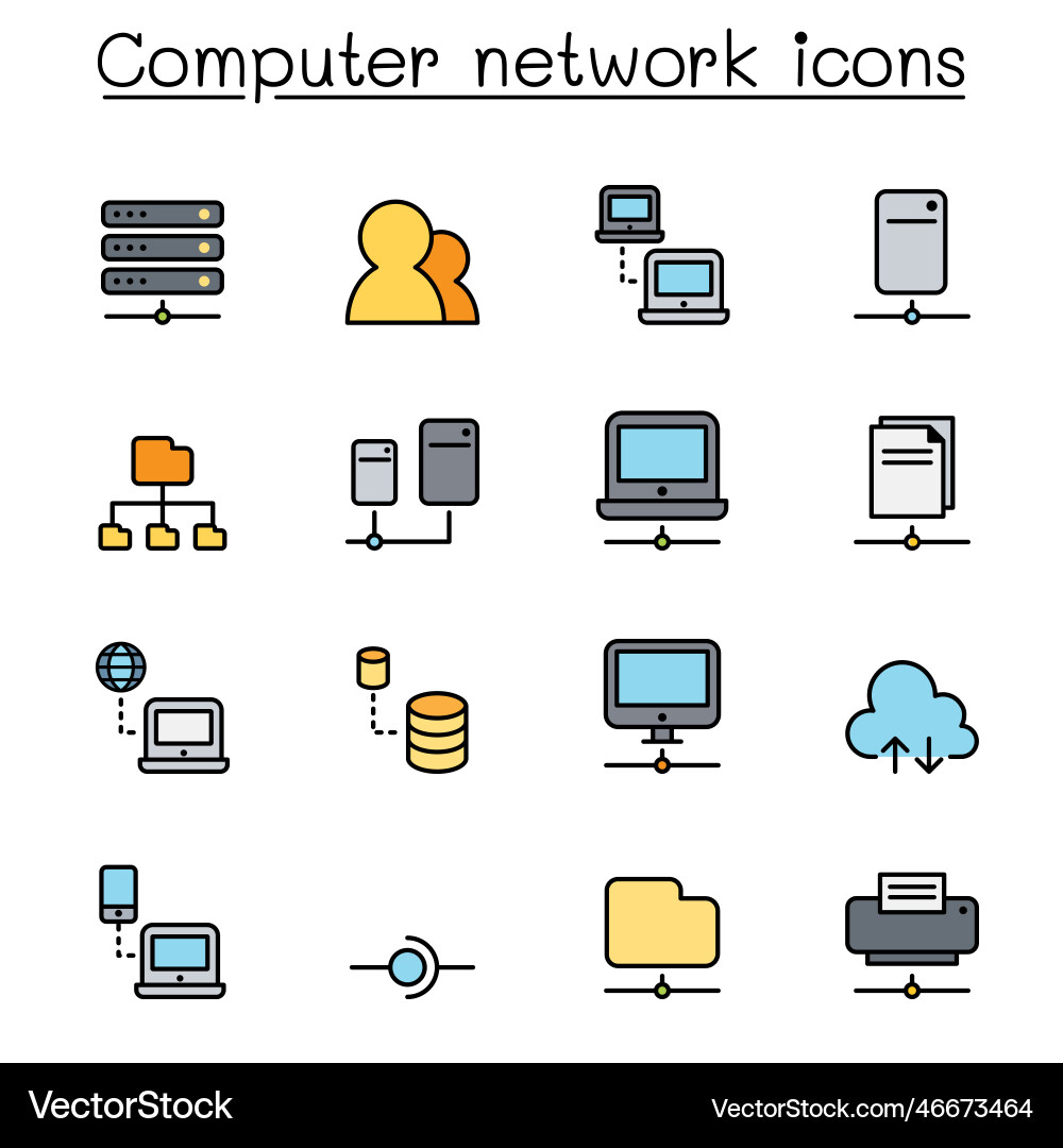 Computer Network Icon Set vector image