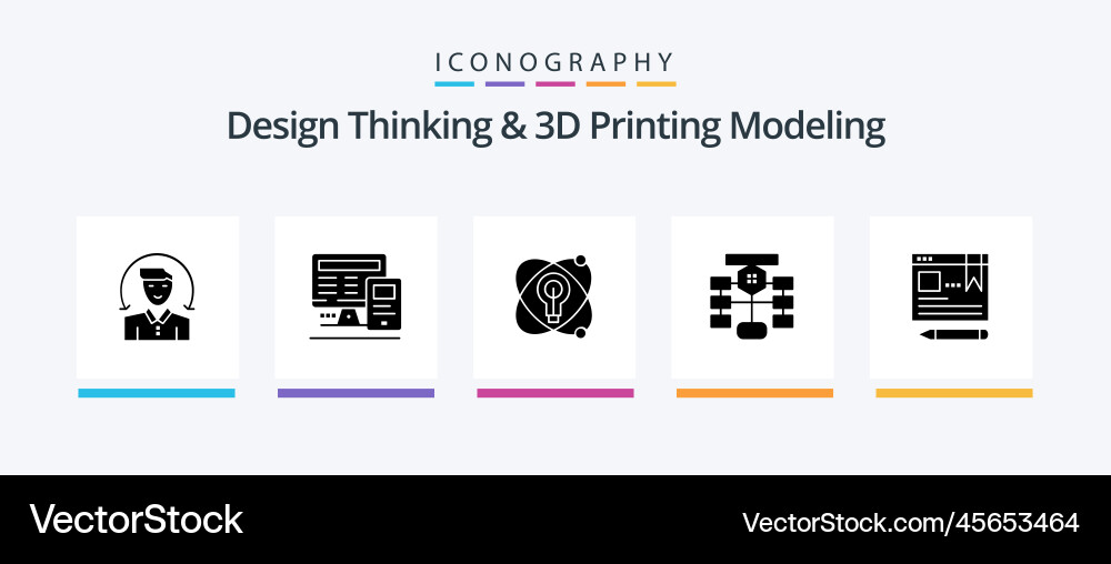 Design thinking and d printing modeling glyph 5 vector image