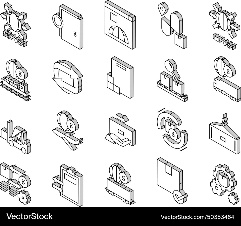 Export import logistic collection isometric icons Export import logistic collection isometric icons vector image