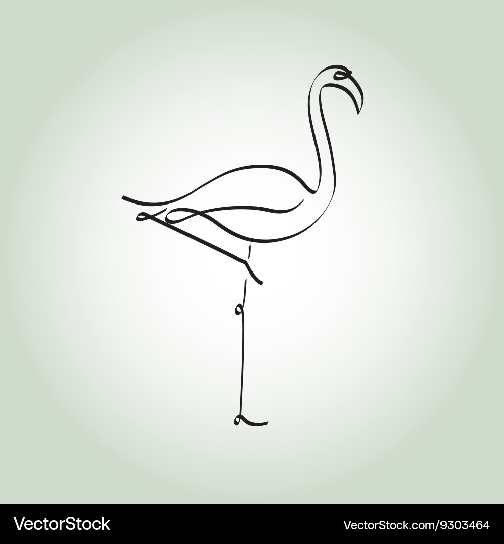 Flamingo in a minimal line style vector image
