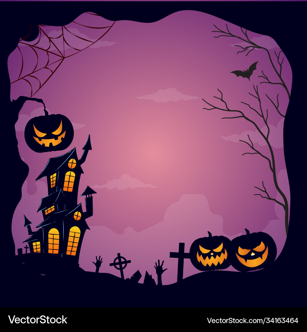 Halloween Hintergrundschablone mit gruseligem Kürbis f Halloween Hintergrundschablone mit gruseligem Kürbis f vektorbild