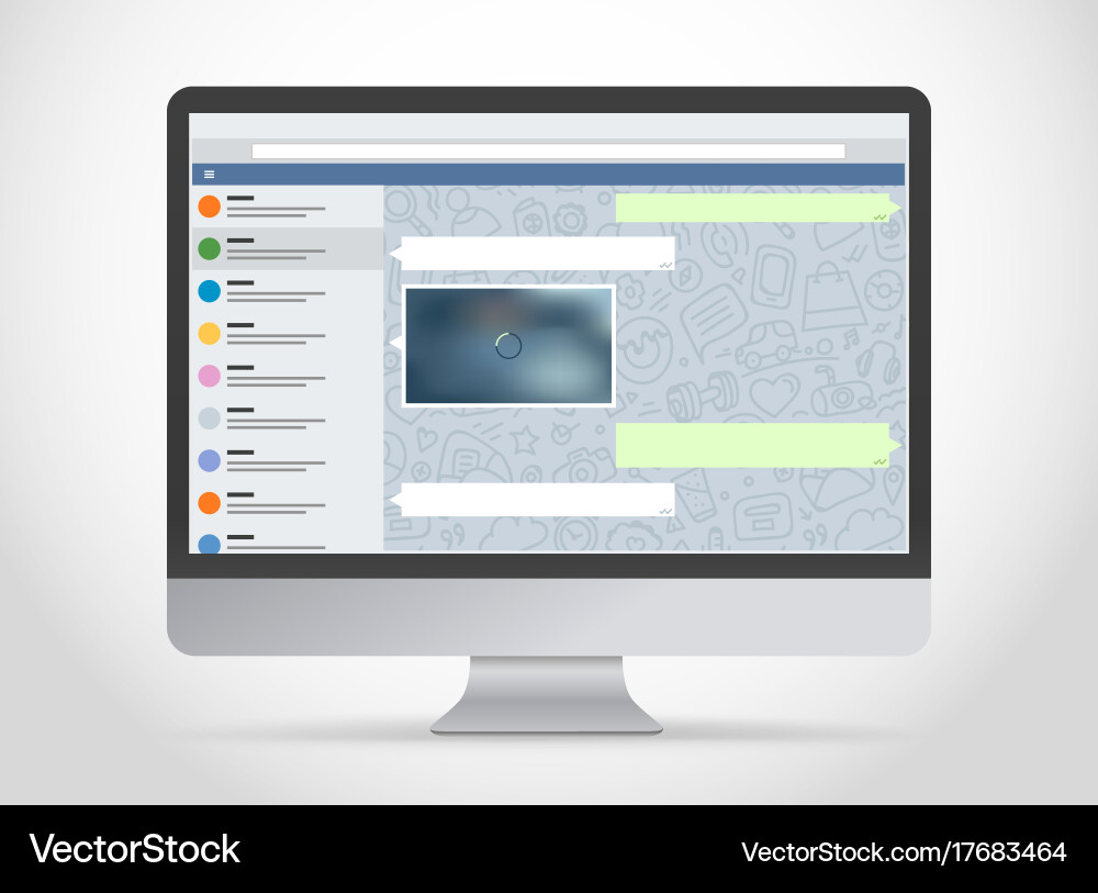Modern computer with messenger application vector image