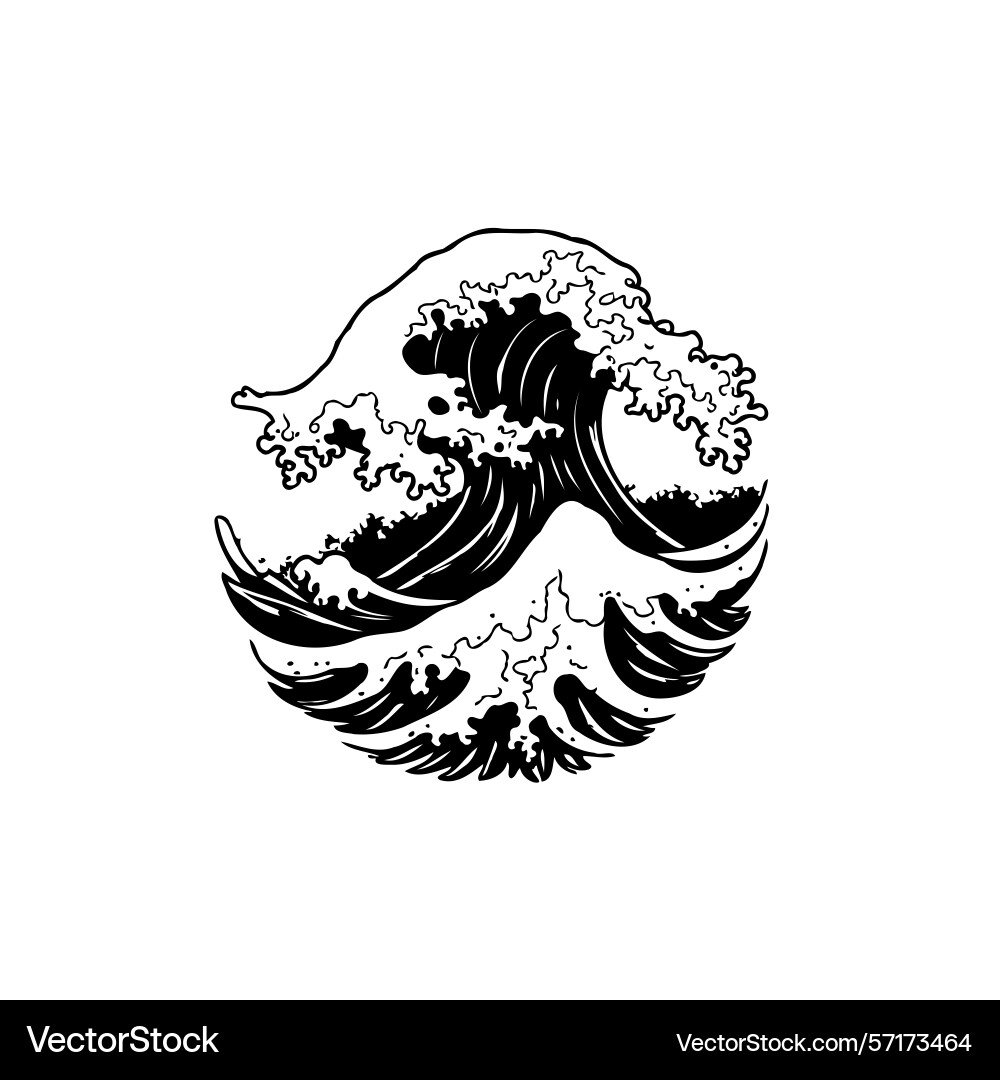 Monochromatic wave crest for design print Monochromatic wave crest for design print Vector Image